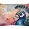 Edge Collections - 12" x 16" - Multicolor - Peacock Watercolor Birds Throw Pillow - 1 Piece